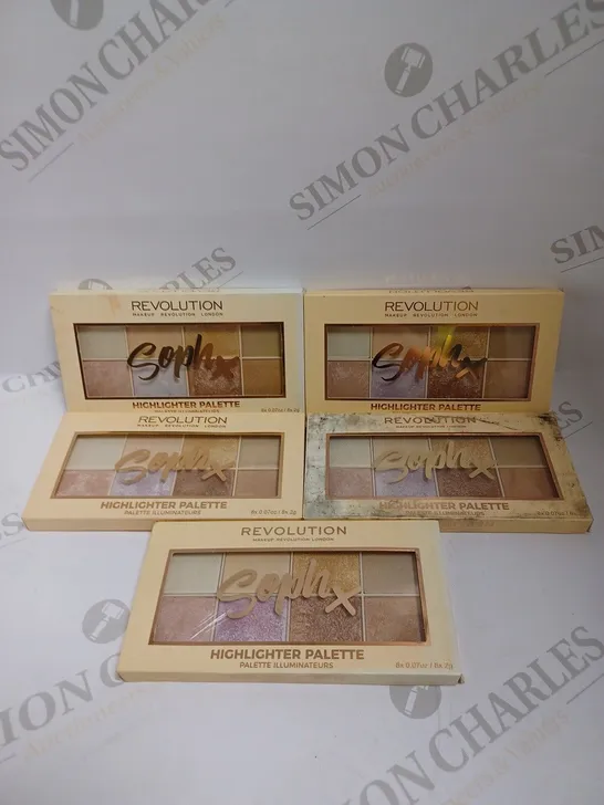 BOX OF 5 REVOLUTION SOPH X HIGHLIGHTER PALETTES