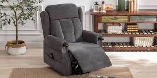 BOXED DESIGNER HALTON DUEL RISE /RECLINING EASY CHAIR CHARCOAL FABRIC (2 BOXES)