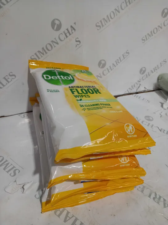 5 X PACKS OF DETTOL ANTIBACTERIAL FLOOR WIPES - LEMON & LIME