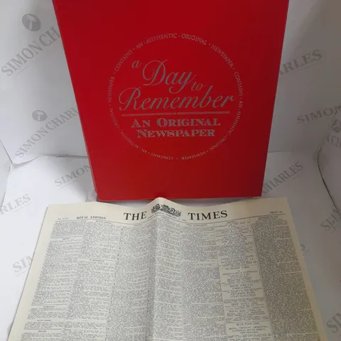 ORIGINAL NEWSPAPER IN GIFT BOX - THE TIMES 1953