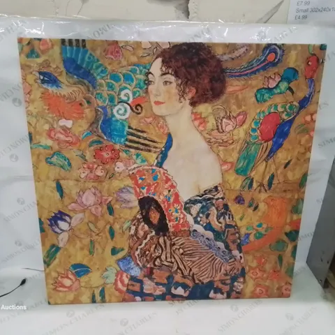 A BOXED CANVAS ARTWORK -DONNA CON VENTAGLIO- BY GUSTAV KLIMT 