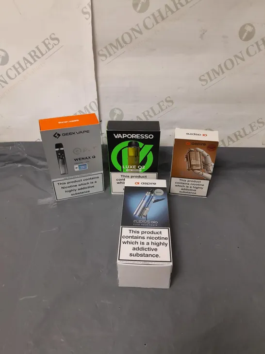 BOX OF APPROXIMATELY 10 ASSORTED E-CIGARATTES TO INCLUDE GEEK VAPE, VAPORESSO, ASPIRE ETC