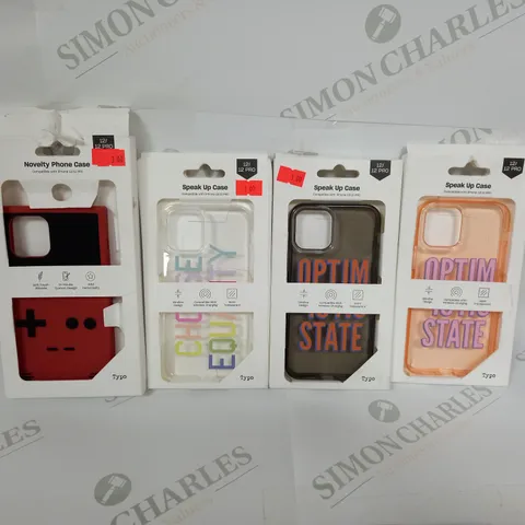 APPROXIMATELY 50 ASSORTED TYPO PHONE CASES COMPATIBLE WITH IPHONE 12/12 PRO 