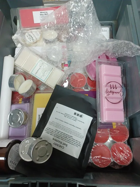 BOX OF APPROXIMATELY 20 ASSORTED HOUSEHOLD ITEMS TO INCLUDE LIGHT BULBS, WAX MELTS AND CANDLES