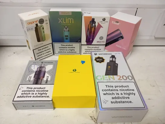 APPROXIMATELY 25 ASSORTED E-CIGARETTES AND E-CIGARETTE PARAPHERNALIA TO INCLUDE; GEEK VAPE, OXVA, ELEAF AND LOST VAPE