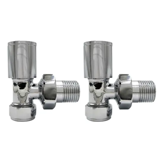 BOXED DESIGNER BETTER BATHROOMS GRADE A1 CHROME ROUND ANGLED RADIATOR VALVES