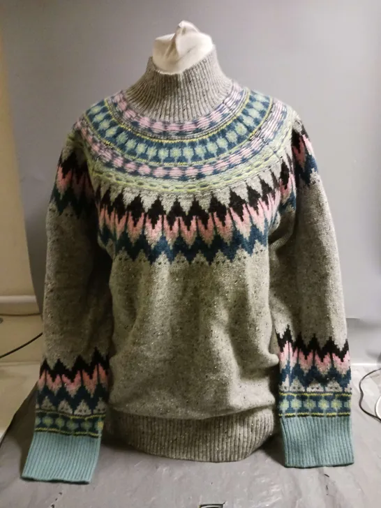 THE WHITE STUFF LADIES IZZY FAIR ISLE JUMPER GREEN MULTI SIZE 14