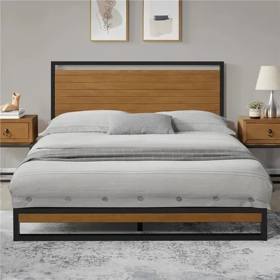 BOXED DKAIDEN METAL BED FRAME BLACK // SIZE: DOUBLE (1 BOX)