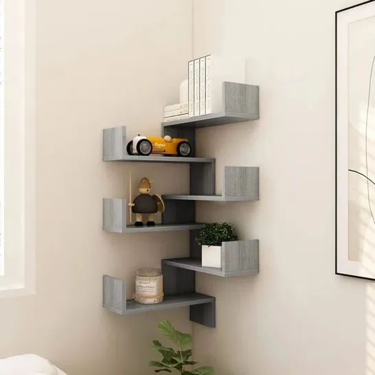 BOXED JACOLIES 6 PIECE CONER SHELF - GREY (1 BOX)