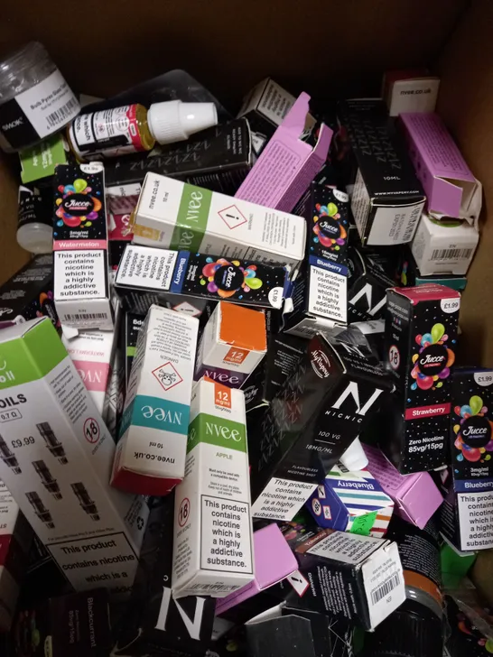 LOT OF APPROX 30 ASSORTED E-CIGARETTE LIQUIDS IN VARIOUS STRENGTHS AND FLAVOURS 