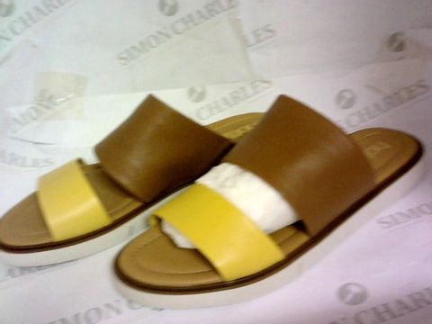 HOTTER FLAT SLIP ON SANDALS TAN/YELLOW SIZE 7