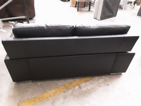 DESIGNER BLACK LEATHER 2-SEATER SOFA 