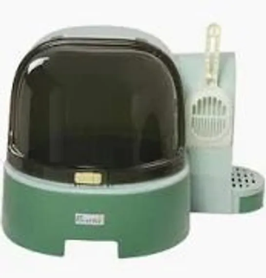 BOXED PAWHUT 2 IN 1 CAT LITTER BOX, WITH DRAWER PANS, SCOOP, OPENABLE COVER - GREEN