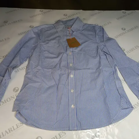 BODEN SIENNA COTTON SHIRT IN FINE BLUE STRIPE - UK 6P