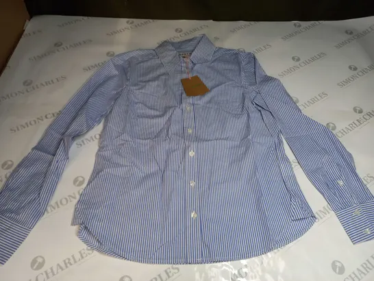 BODEN SIENNA COTTON SHIRT IN FINE BLUE STRIPE - UK 6P