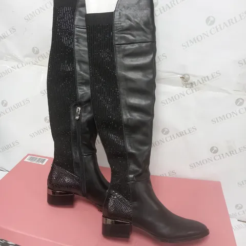 BOXED MODA IN PELLE ZARRA OVER KNEE BLACK LEATHER BOOT SIZE 6