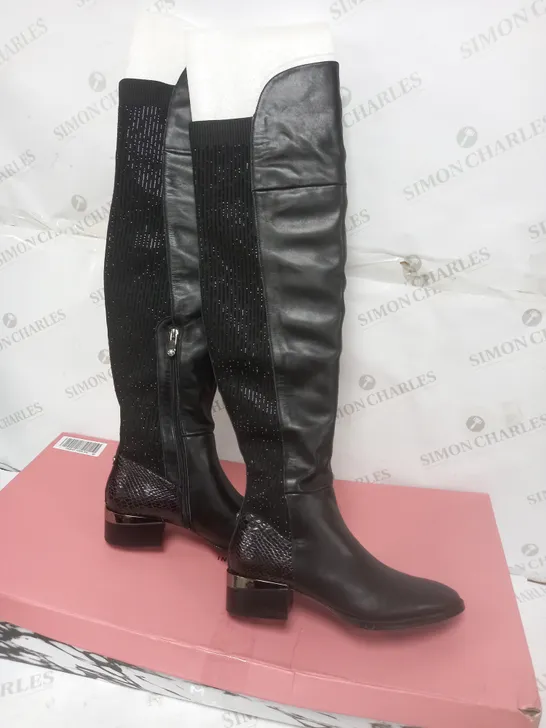 BOXED MODA IN PELLE ZARRA OVER KNEE BLACK LEATHER BOOT SIZE 6