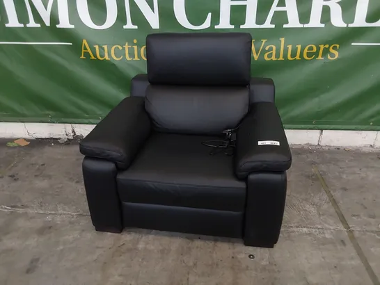 QUALITY ITALIAN DESIGNER RICCARDO POWER RECLINING EASY CHAIR BLACK LEATHER 