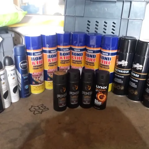 APPROXIMATELY 17 ASSORTED AEROSOL SPRAYS TO INCLUDE; RAPIDE, DOVE, NIVEA AND SIGNATURE GROUP