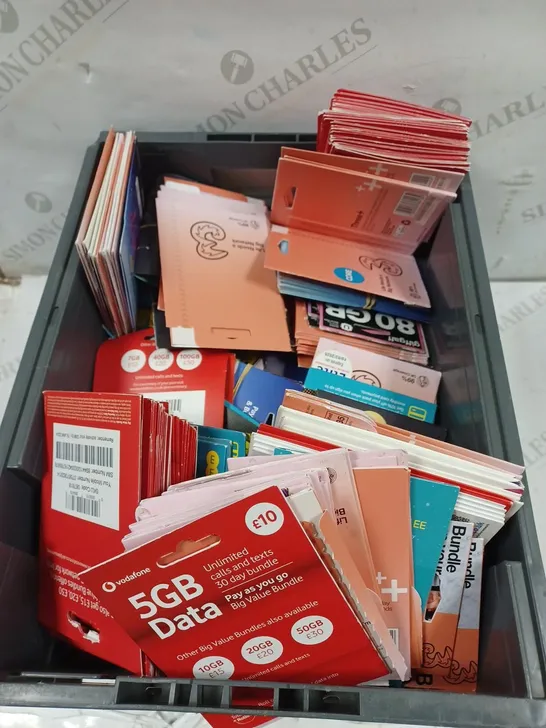 LARGE QUANTITY OF ASSORTED SIM CARDS FROM VARIOUS NETWORKS TO INCLUDE 3, VODAFONE, 02 ETC 