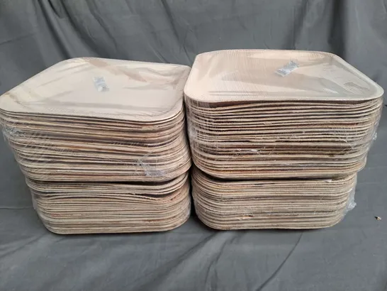 LOT OF APPROXIMATELY 100 SQUARE WOOD EFFECT PAPER PLATES