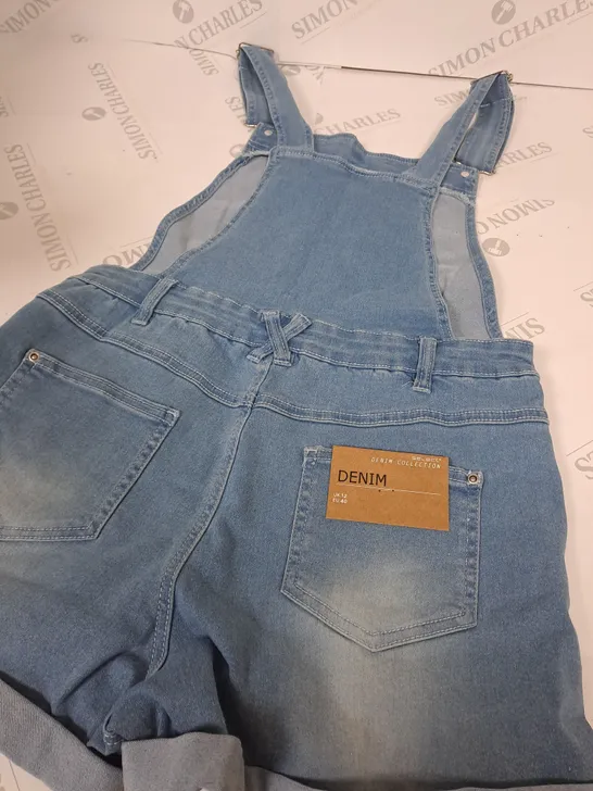 DENIM DUNGAREE SHORT RIPPED - UK 12 