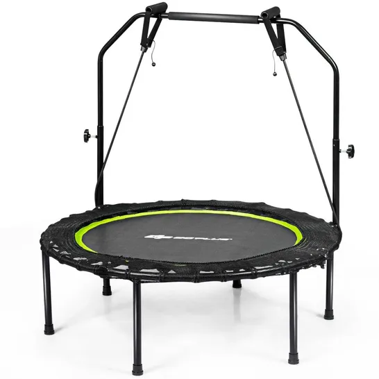 BOXED COSTWAY FOLDABLE ADJUSTABLE TRAMPOLINE FITNESS REBOUNDER WITH RESISTANCE BANDS HOME