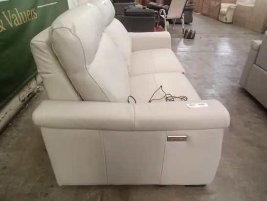 QUALITY ITALIAN DESIGNER ADRIANO ELECTRIC RECLINER 3 SEATER SOFA - CREAM LEATHER 