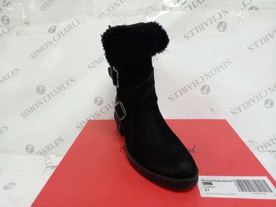 BOXED RUTH LANGSFORD CASUAL BOOTS, BLACK - SIZE 4 