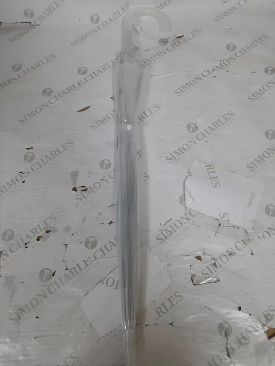 UNBRANDED CLEAR UMBRELLA WITH WHITE HANDLE