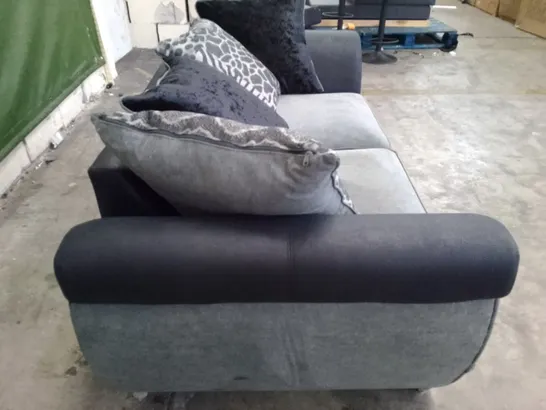 QUALITY DESIGNER 2 SEATER SOFA - GREY/BLACK FABRIC 