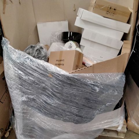 PALLET OF ASSORTED ITEMS INCLUDING, LAZY DUSAN TURNTABLES, CRYSTAL GOBLETS, BOXED TOILET SEATS, 3D DOOR MATS, PILLOWS,
