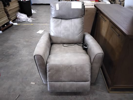 DESIGNER LIGHT BROWN LEATHER POWER RECLINING EASY CHAIR 