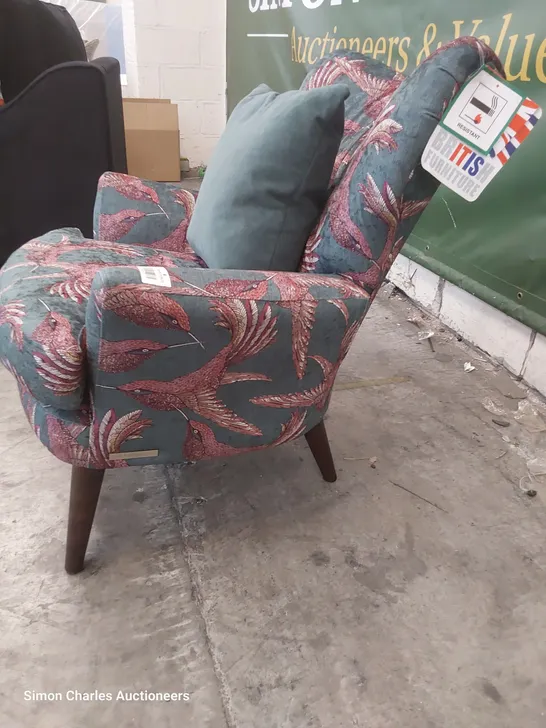 QUALITY BRITISH DESIGNER LOUNGE Co. OCCASIONAL CHAIR BIRD OF PARADISE FABRIC