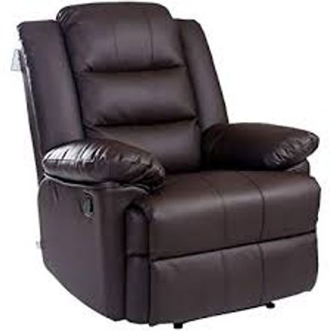 BOXED DESIGNER LOXLEY BROWN LEATHER MANUAL RECLINING EASY CHAIR 