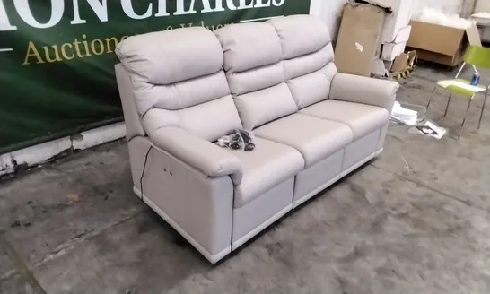 QUALITY BRITISH DESIGNED & MANUFACTURED G PLAN MALVERN 3 SEATER POWER RECLINER OXFORD PUTTY LEATHER