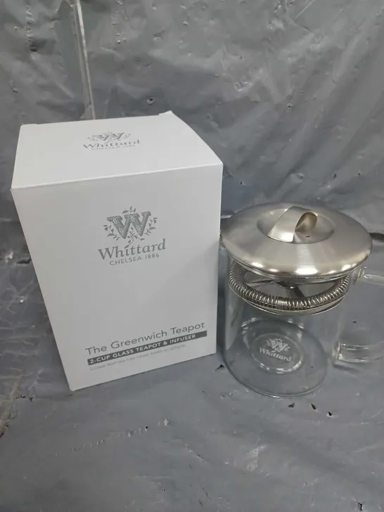 BOXED WHITTARD THE GREENWICH TEAPOT GLASS TEAAPOT & INFUSER - COLLECTION ONLY