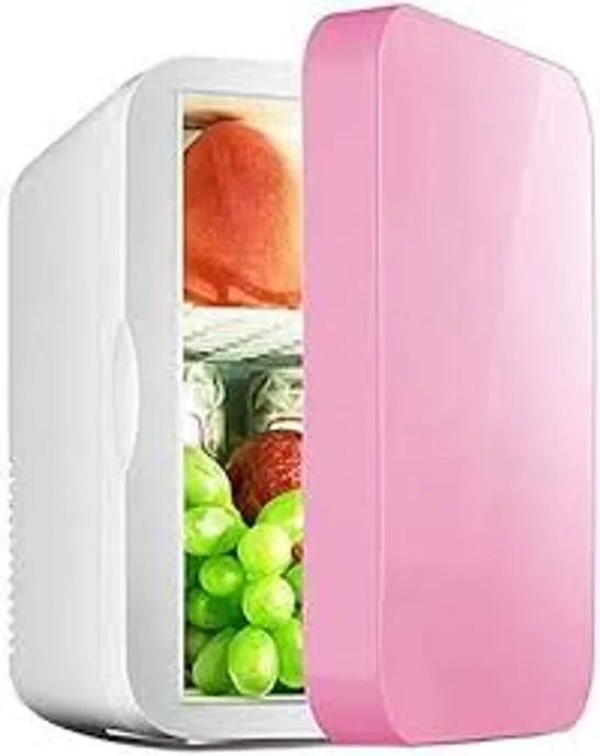 BOXED MINI 12V CAR REFRIGERATOR IN PINK