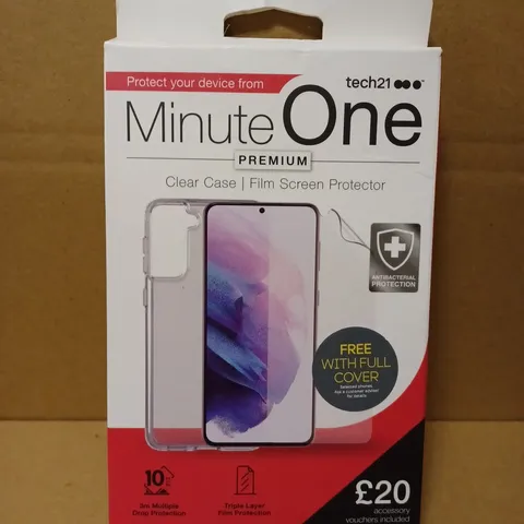 LOT OF APPROX. 96 BRAND NEW TECH21 MINUTE ONE PREMIUM CLEAR CASE FILM SCREEN PROTECTOR WITH 3M MULTIPLE DROP PROTECTION AND TRIPLE LAYER FILM PROTECTION FOR SAMSUNG GALAXY S21+ 5G