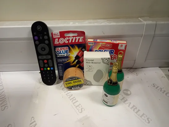 LOT OF APPROX 20 HOUSEHOLD ITEMS TO INCLUDE BT TV REMOTE, CRYSTAL HAIR REMOVER AND SUPER GLUE