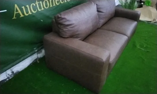 DESIGNER BROWN LEATHER THREE SEATER SOFA