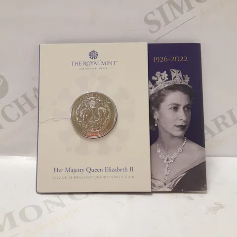 THE ROYAL MINT HER MAJESTY QUEEN ELIZABETH II 2022 UK 5 POUNDS UNCIRCULATED COIN