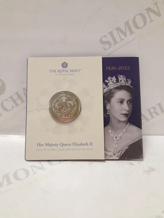 THE ROYAL MINT HER MAJESTY QUEEN ELIZABETH II 2022 UK 5 POUNDS UNCIRCULATED COIN