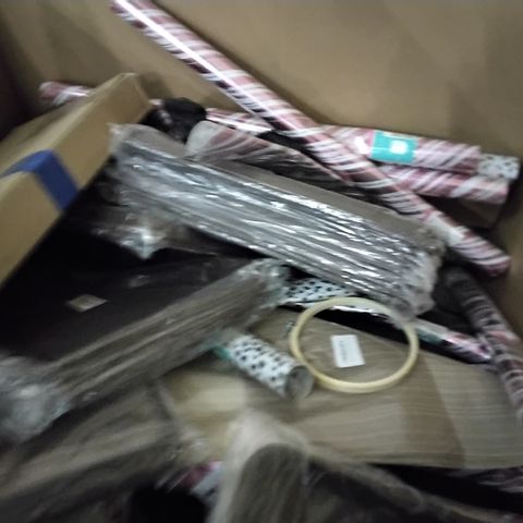LARGE BOX OF ASSORTED ITEMS, INCLUDING, MOSQUITO NETS, GIFT WRAPPING, STIRUP PUMP, 4D BATH PILLOW