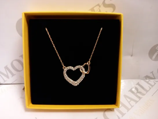 ARGENTO ROSE GOLD EFFECT NECKLACE WITH DOUBLE HEART PENDANT 