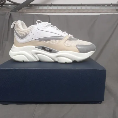 BOXED PAIR OF DIOR TRAINERS IN WHITE/CREAM/GREY SIZE EU 42