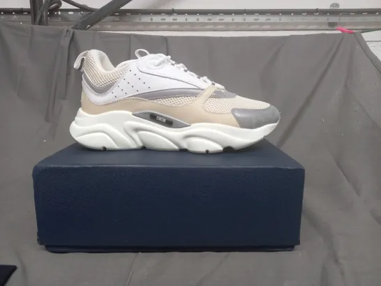 BOXED PAIR OF DIOR TRAINERS IN WHITE/CREAM/GREY SIZE EU 42