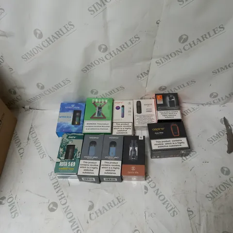 BOX OF APPROXIMATELY 10 ECIG PRODUCTS TO INCLUDE ASPIRE, ORION, VOOPOO