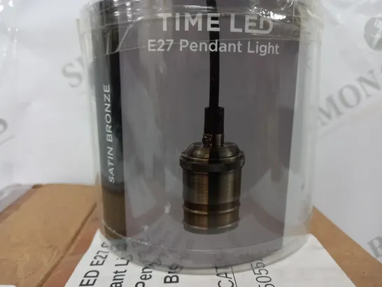 BOXED TIME LED E27 CEILING PENDANT LIGHT SATIN BRONZE BRASS 