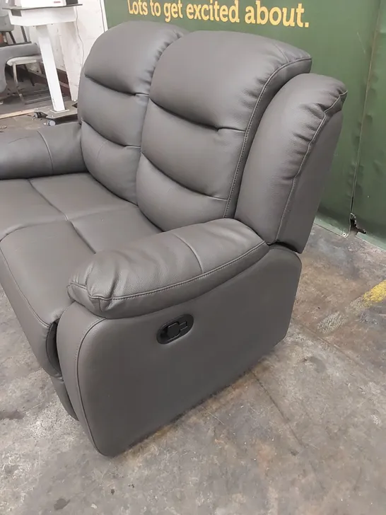 DESIGNER 2 SEATER LEATHER UPHOLSTERED MANUAL RECLINER SOFA